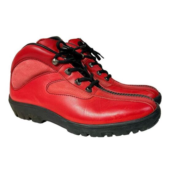 BALLY Exedo Boots St. James Vintage Lace Up Ankle Leather Red 8 - Picture 1 of 13